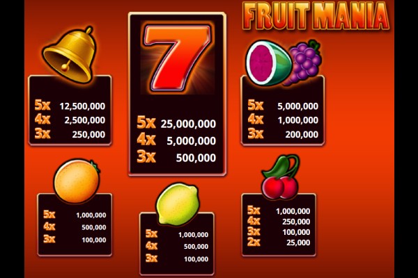 โบนัส Fruits Mania